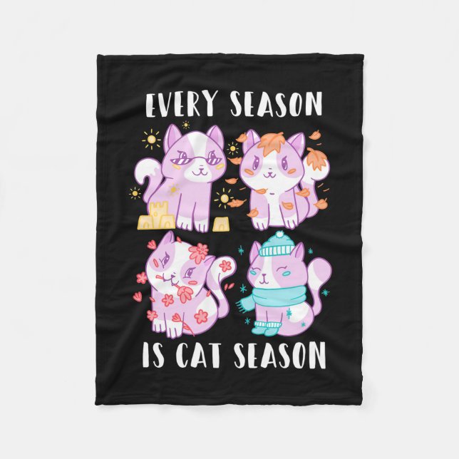 Cat Lover varje säsong är kattsäsong Fleecefilt (Framsidan)
