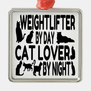 Cat Lover Weightlifter Julgransprydnad Metall