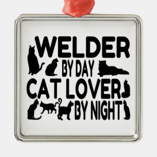 Cat Lover Welder Julgransprydnad Metall