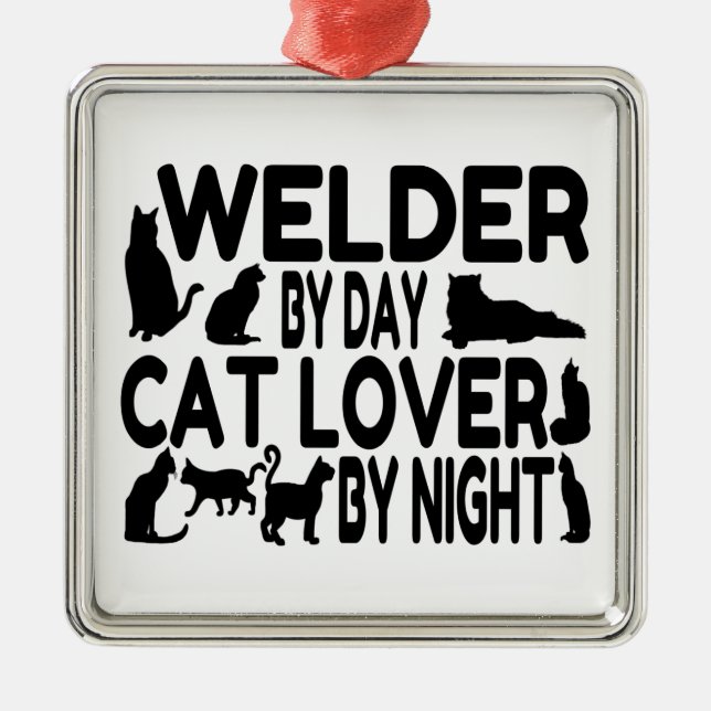 Cat Lover Welder Julgransprydnad Metall (Framsidan)