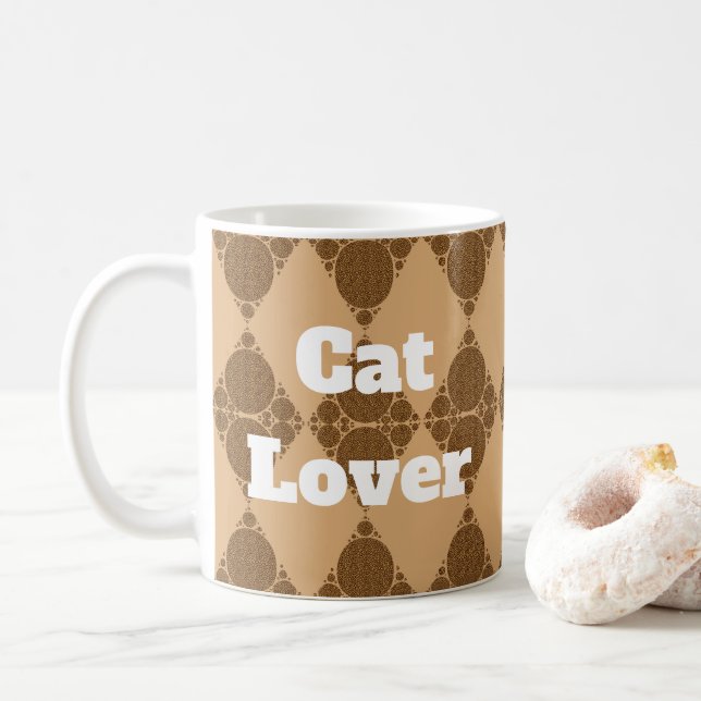 Cat Lover Wildcat Mönster Geometric Diamond Kaffemugg (Med munk)