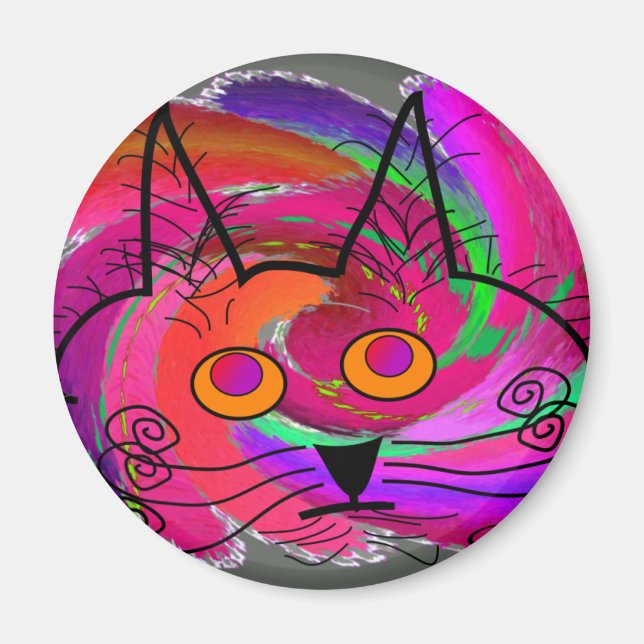 Cat Lovers abstrakt Art-presenter Magnet (Framsidan)