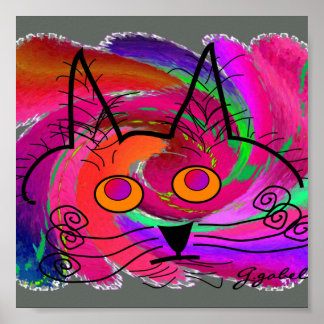 Cat Lovers Art-Poster - Abstrakt Oljemålning Cat Poster