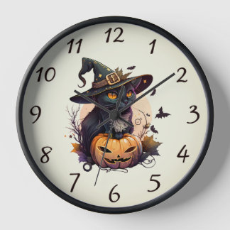 Cat Lover's Black Cat Halloween Cat Mamma Klocka