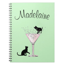 Cat Lovers Bubbles Modern Mint Grönt Personal Anteckningsbok