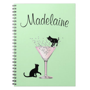 Cat Lovers Bubbles Modern Mint Grönt Personal Anteckningsbok