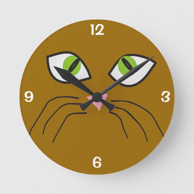 Cat Lovers Cat Ansikte Clock Rund Klocka (Framsida)