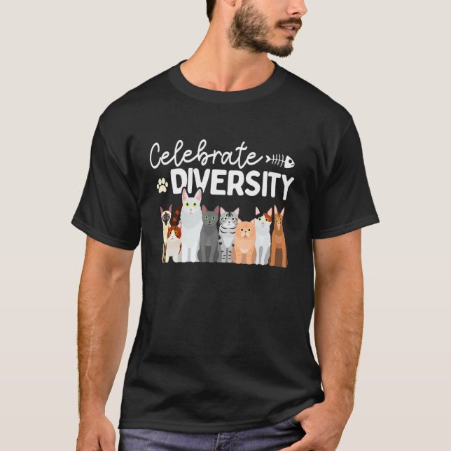 Cat Lovers Celebrate Diversity T Shirt (Framsida)