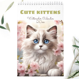 Cat Lovers Cute Kittens Watercolor Säsong Kalender