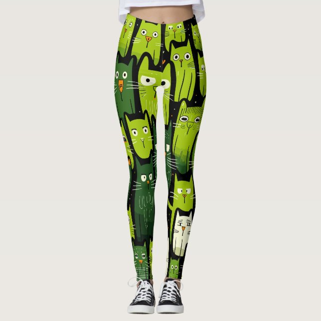 Cat Lover's Delight - Cute and Funny Doodle Cats Leggings (Framsida)