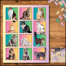 Cat Lover's Färg Block Collage Pastel Puzzle Pussel