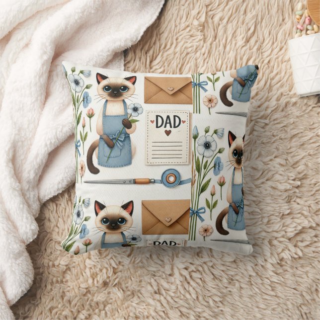Cat Lovers Fars dag Önskemål för Cat Pappor Kudde (Filt)