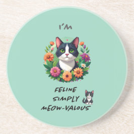 Cat lovers floral Tuxedo cat  Underlägg