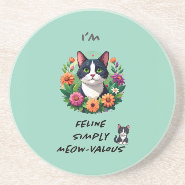 Cat lovers floral Tuxedo cat  Underlägg (Framsidan)