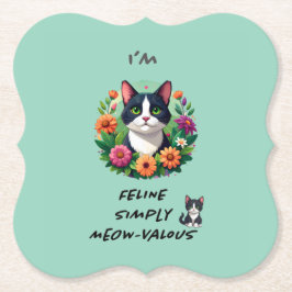 Cat lovers floral Tuxedo cat  Underlägg Papper