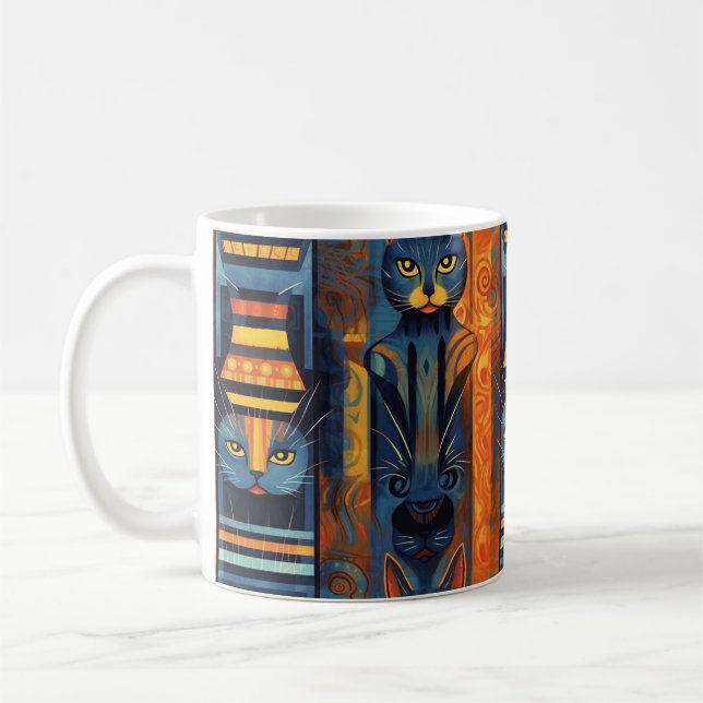 Cat Lovers Geometric Gothic Art Kaffemugg (Vänster)
