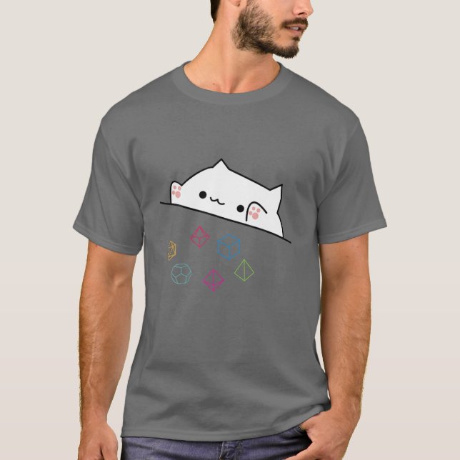Cat Lovers Gift Cat Throwing Dice T Shirt (Framsida)