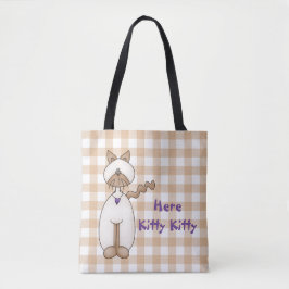 Cat Lovers Gingham Tote Bag Tygkasse