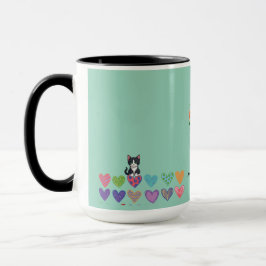Cat lovers hearts and flower's  mugg