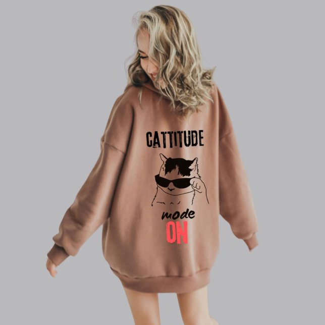 Cat Lovers Hoodie - "Cattige Move On" T Shirt (Skapare uppladdad)