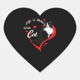 Cat Lovers | Kärlek är bättre med kattägare Hjärtformat Klistermärke