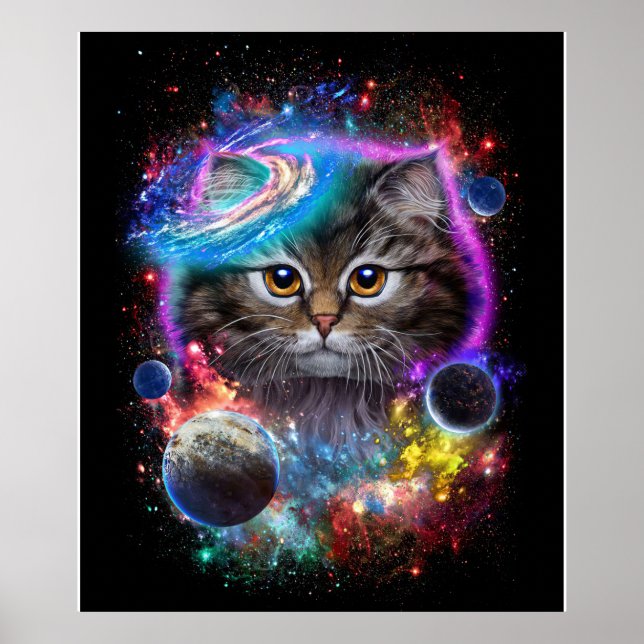 Cat Lovers | Katt i Galaxy Space Cosmos Poster (Framsidan)