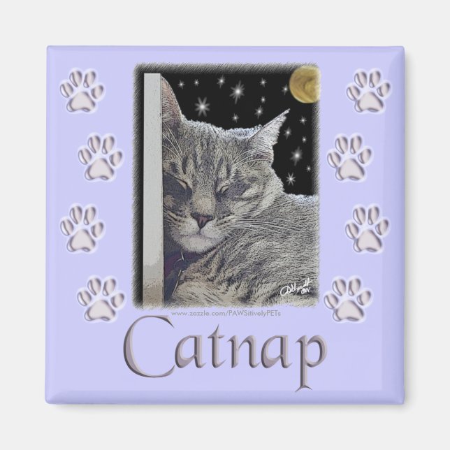Cat Lovers Lila Tassar "Catnap" Magnet (Framsidan)