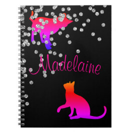 Cat Lovers Modern Black Rosa Spots Personal Anteckningsbok