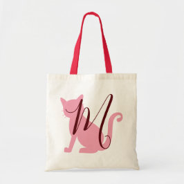Cat Lovers Monogram Rosa och Burgundy Tygkasse