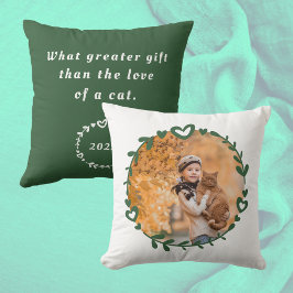 Cat Lover's Photo & Quote Grönt Kudde