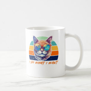 Cat Lovers Retro Vintage Jag gör vad jag vill ha L Kaffemugg