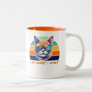 Cat Lovers Retro Vintage Jag gör vad jag vill ha L Två-Tonad Mugg