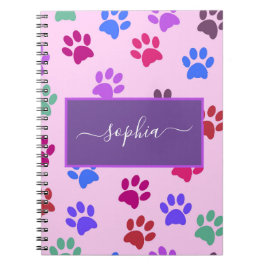 Cat Lovers Rosa Lila Hund Tass avtryck Namn Anteckningsbok