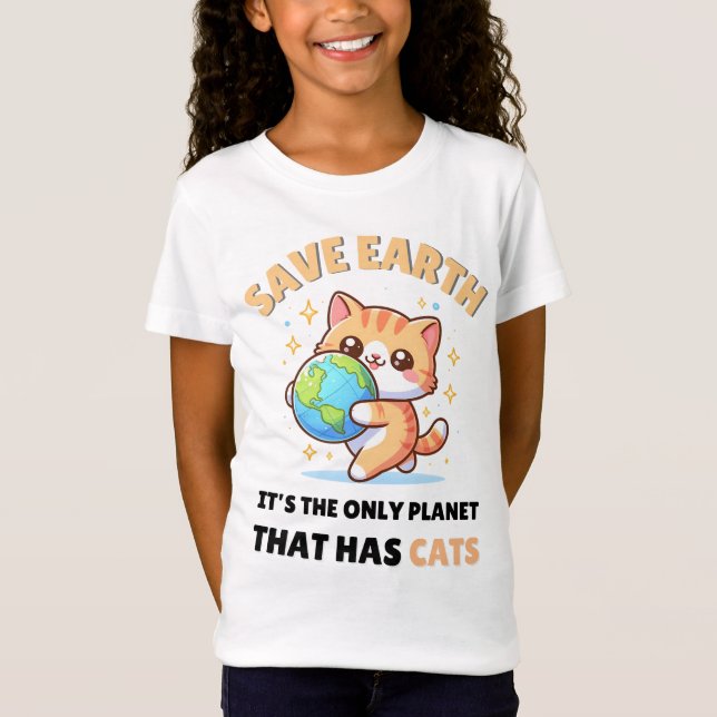 Cat Lovers Spara Earth DAY T Shirt (Framsida)