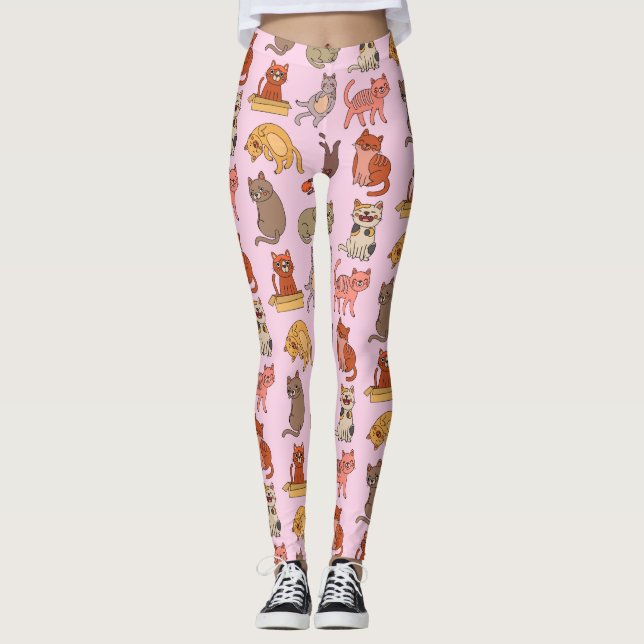 Cat Lovers! Spelande katter på Rosa Leggings (Framsida)