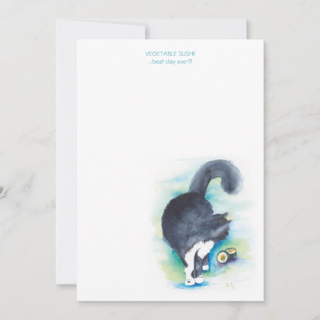 Cat Lover's Watercolor Note Card Inbjudningar (Framsida)