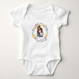 Cat-Loving Girl Flower Krona Baby Bodydräkt T Shirt