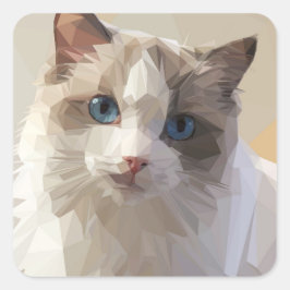 Cat lowpoly art fyrkantigt klistermärke