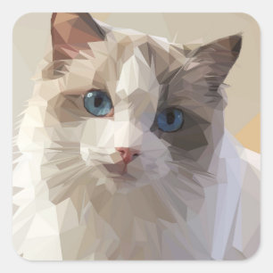 Cat lowpoly art fyrkantigt klistermärke