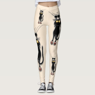 Cat lustiga karaktärsdrag Scratching Fabric Leggings