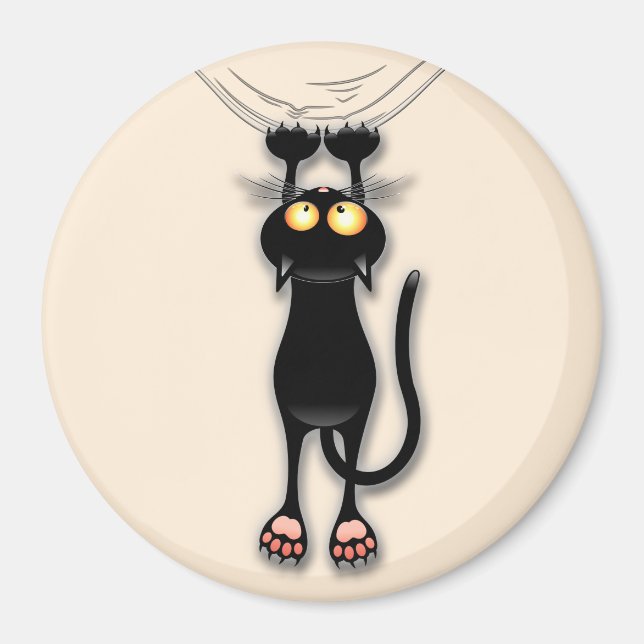 Cat lustiga karaktärsdrag Scratching Fabric Magnet (Framsidan)