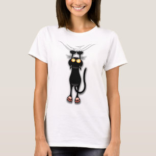 Cat lustiga karaktärsdrag Scratching Fabric T Shirt