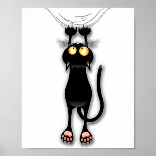 Cat-lustiga tecken Scratching Fabric Poster