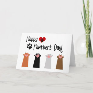 Cat Lycklig Pawthers's Day - Tassar Up Greeting Ca Kort