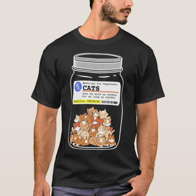 Cat Lycklig Pills, medicin för lycka Cats Pullo T Shirt (Framsida)