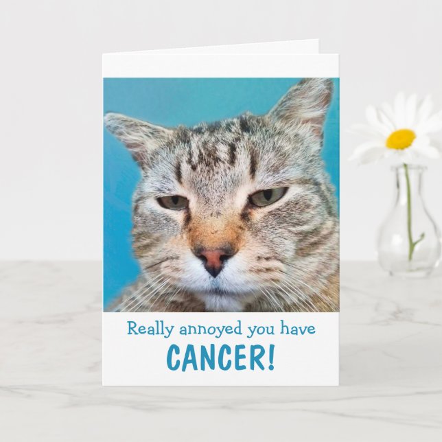 Cat Mad at Cancer Funny Kort (Liten växt)