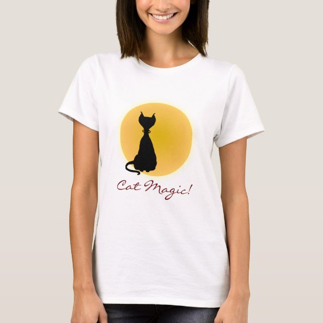 Cat Magic Roligt Kattunge Tecknad Dam Shirt Tee Shirt (Framsida)