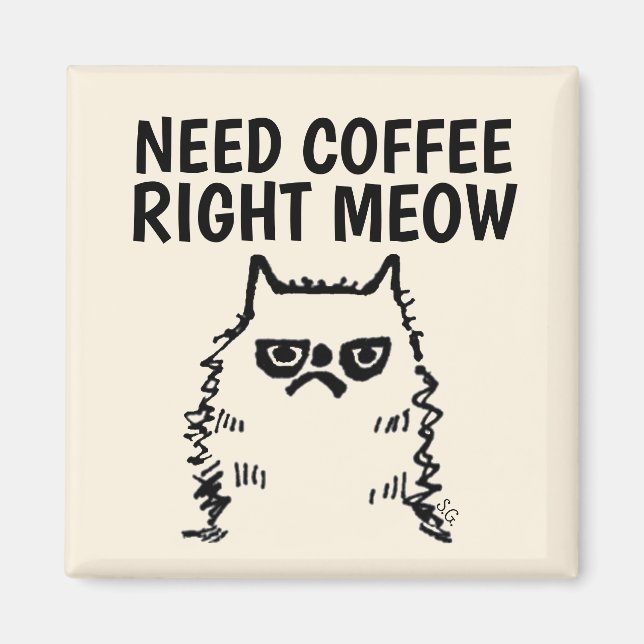 Cat Magnets, Coffee Höger Meow Magnet (Framsidan)