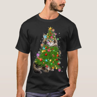 Cat Maine Coon Christmas Tree Holiday Cat Lovers X T Shirt