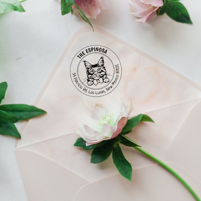 Cat Maine Coon Family Returadress Stämpel (Skapare uppladdad)